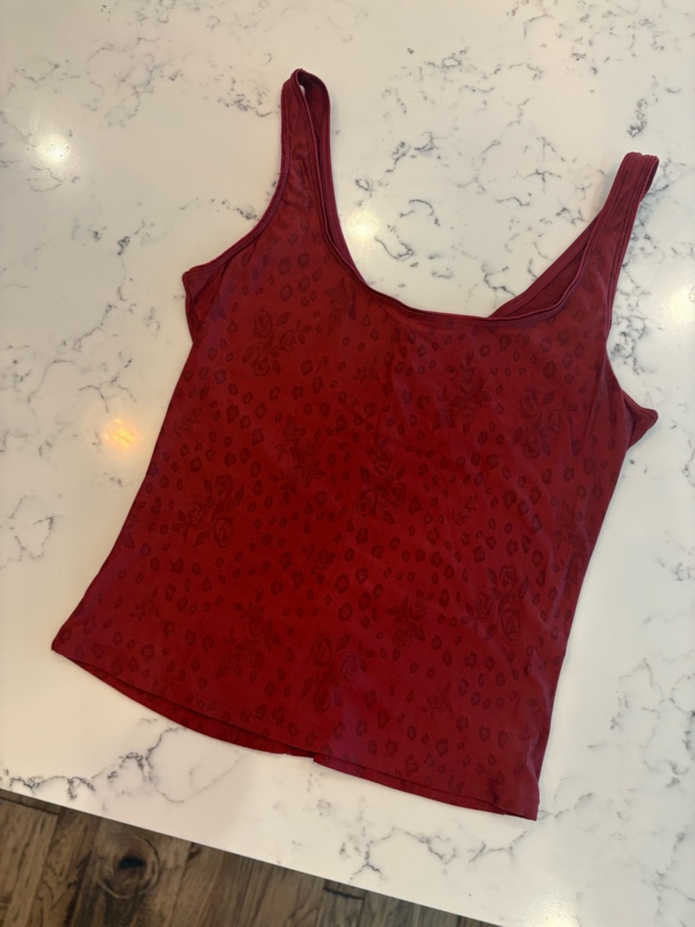 Romantic Vintage Olga Deep Red Rose and Leopard Scoop Tank
